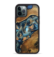 iPhone 12 Pro Max Wood Phone Case - Teddy (Teal & Gold, 802462)