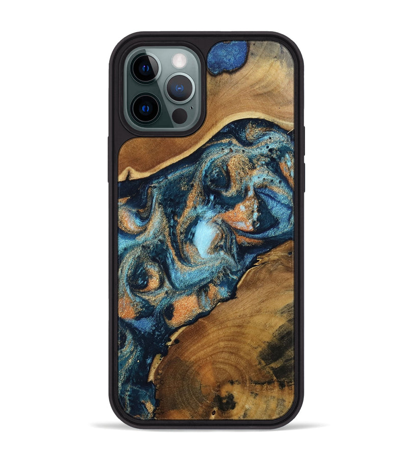 iPhone 12 Pro Max Wood Phone Case - Teddy (Teal & Gold, 802462)