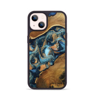 iPhone 14 Wood Phone Case - Teddy (Teal & Gold, 802462)