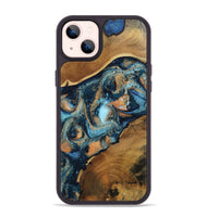 iPhone 14 Plus Wood Phone Case - Teddy (Teal & Gold, 802462)