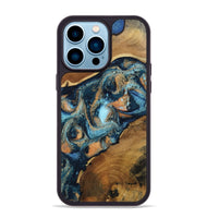 iPhone 14 Pro Max Wood Phone Case - Teddy (Teal & Gold, 802462)