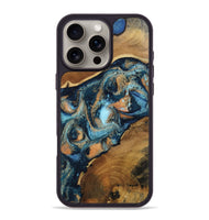 iPhone 16 Pro Max Wood Phone Case - Teddy (Teal & Gold, 802462)