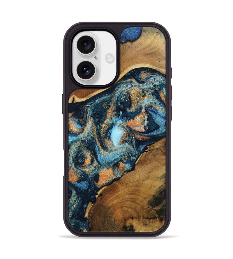 iPhone 17 Wood Phone Case - Teddy (Teal & Gold, 802462)