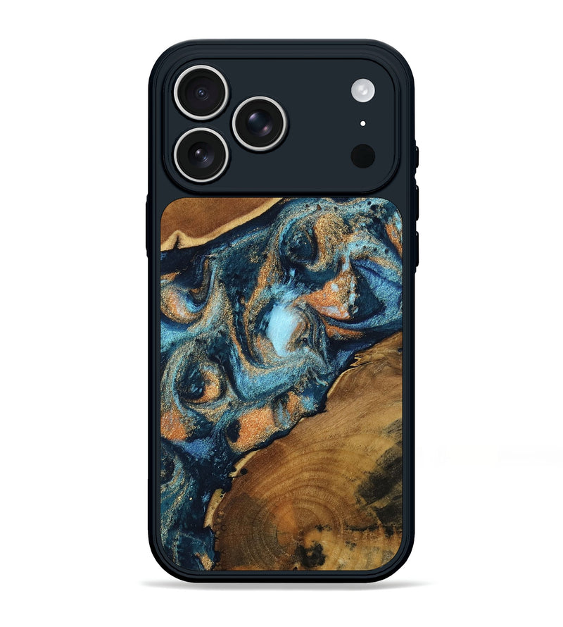 iPhone 17 Pro Max Wood Phone Case - Teddy (Teal & Gold, 802462)
