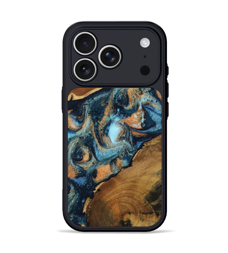 iPhone 17 Pro Wood Phone Case - Teddy (Teal & Gold, 802462)