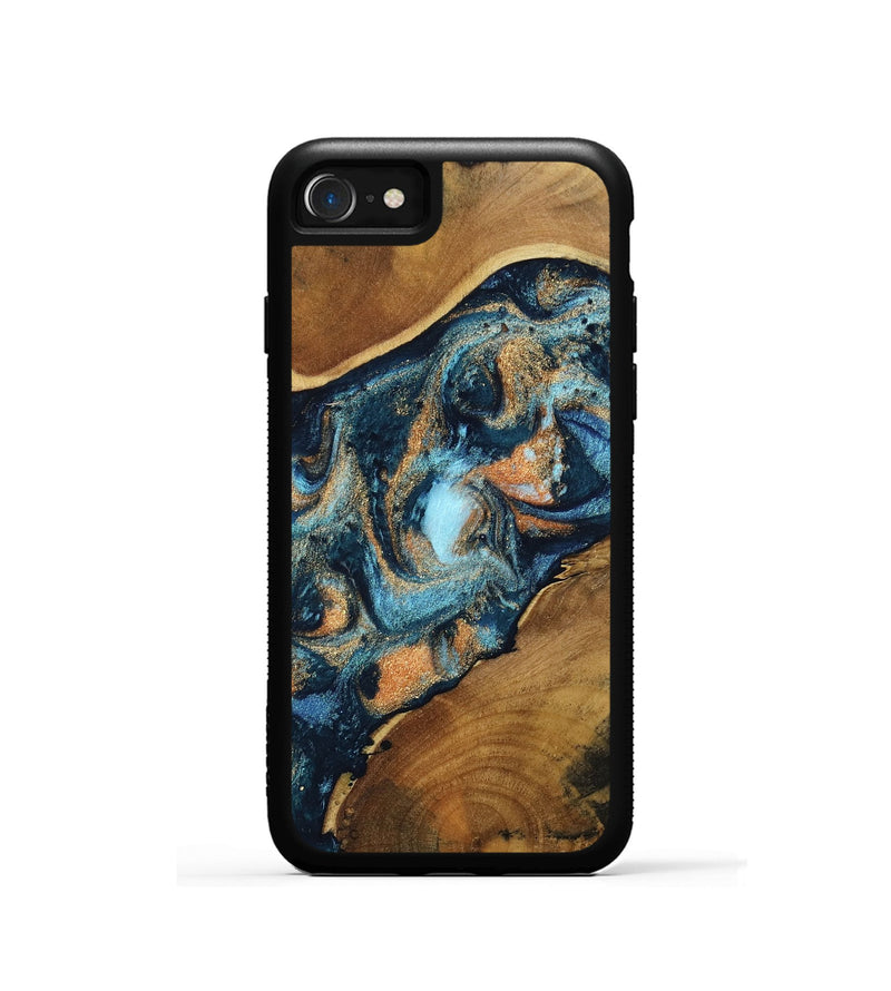 iPhone SE Wood Phone Case - Teddy (Teal & Gold, 802462)