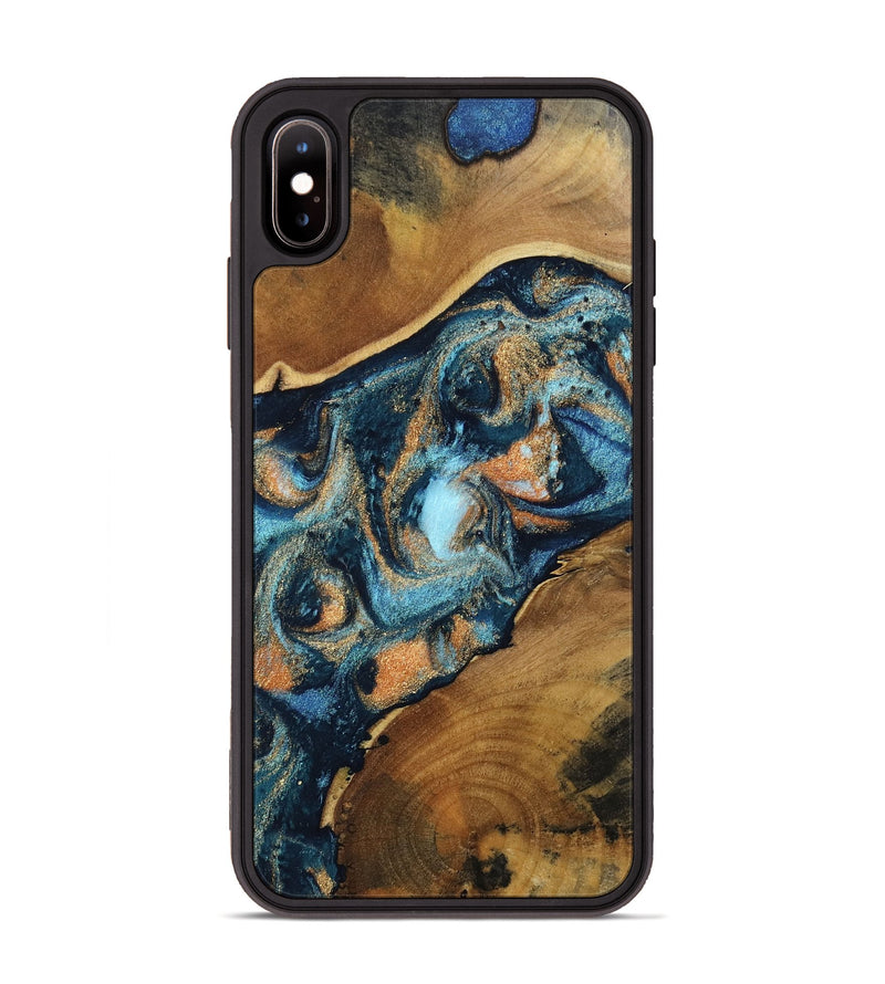 iPhone Xs Max Wood Phone Case - Teddy (Teal & Gold, 802462)