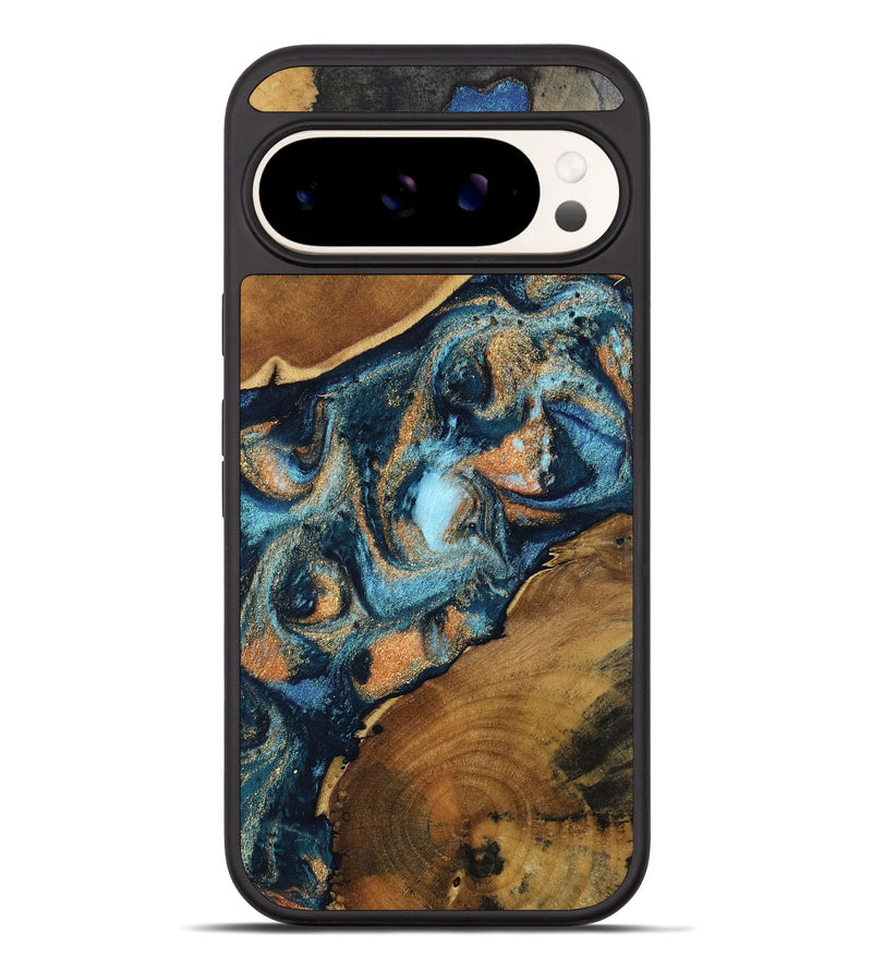 Pixel 10 Pro XL Wood Phone Case - Teddy (Teal & Gold, 802462)