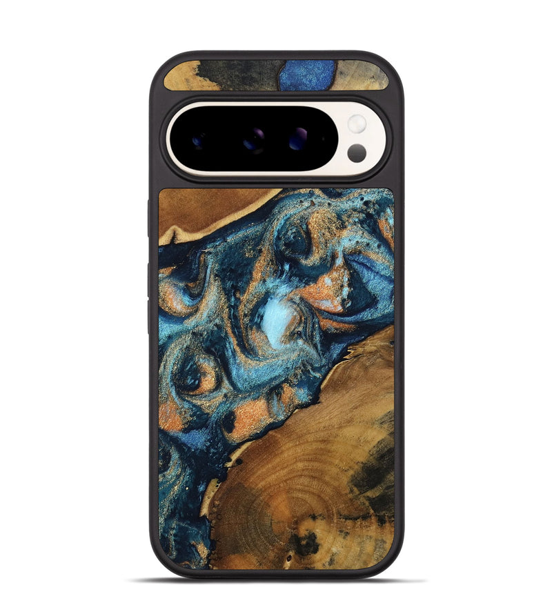 Pixel 9 Pro Wood Phone Case - Teddy (Teal & Gold, 802462)