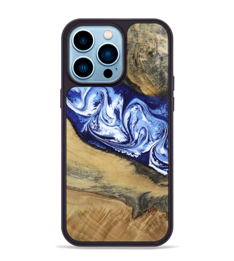 iPhone 14 Pro Max Wood Phone Case - Edsel (Blue, 802548)