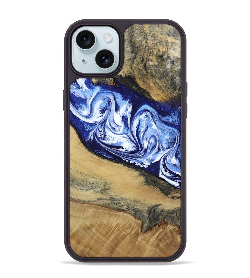 iPhone 15 Plus Wood Phone Case - Edsel (Blue, 802548)