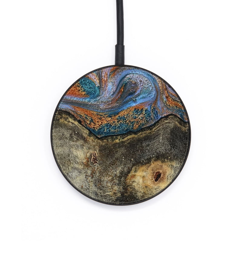 Circle Wood Wireless Charger - Jason (Teal & Gold, 802704)