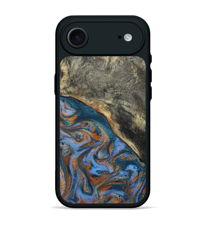 iPhone 17 Air Wood Phone Case - Stefan (Teal & Gold, 802705)