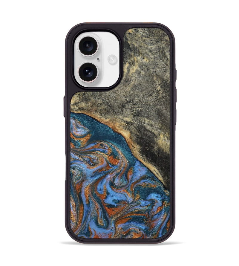 iPhone 17 Wood Phone Case - Stefan (Teal & Gold, 802705)