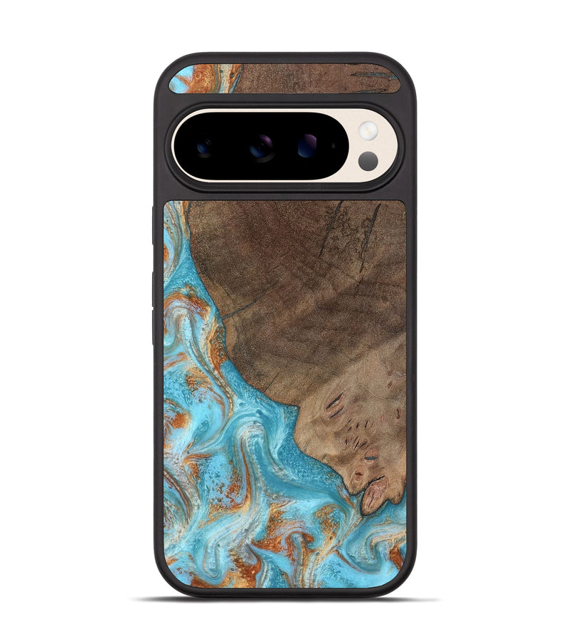 Pixel 10 Wood Phone Case - Allie (Teal & Gold, 802707)