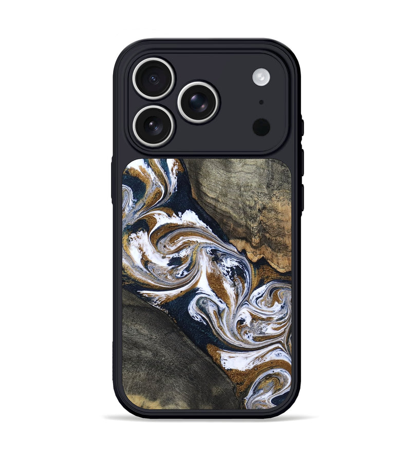 iPhone 17 Pro Wood Phone Case - Travon (Teal & Gold, 802713)