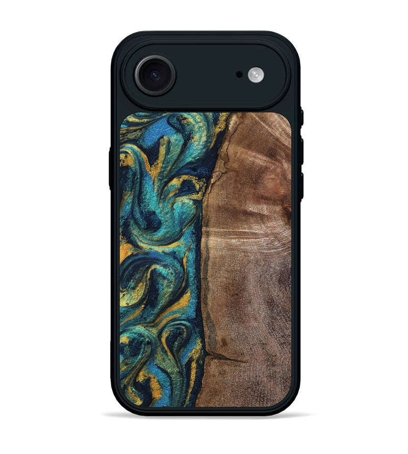 iPhone 17 Air Wood Phone Case - Glenna (Teal & Gold, 802714)