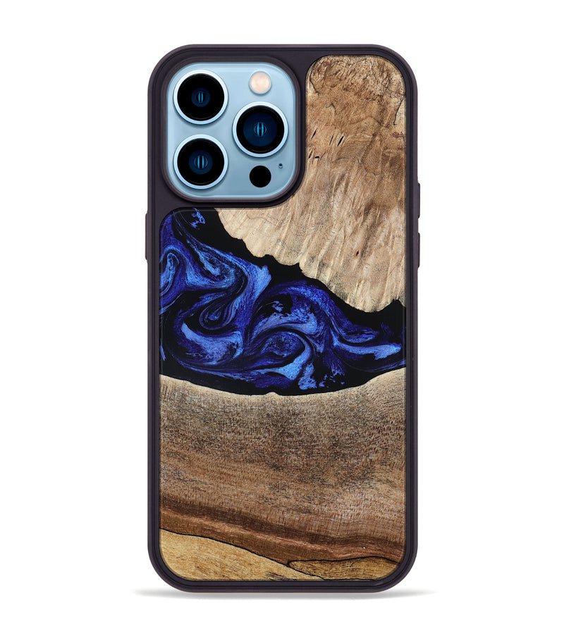 iPhone 14 Pro Max Wood Phone Case - Ariella (Blue, 802881)