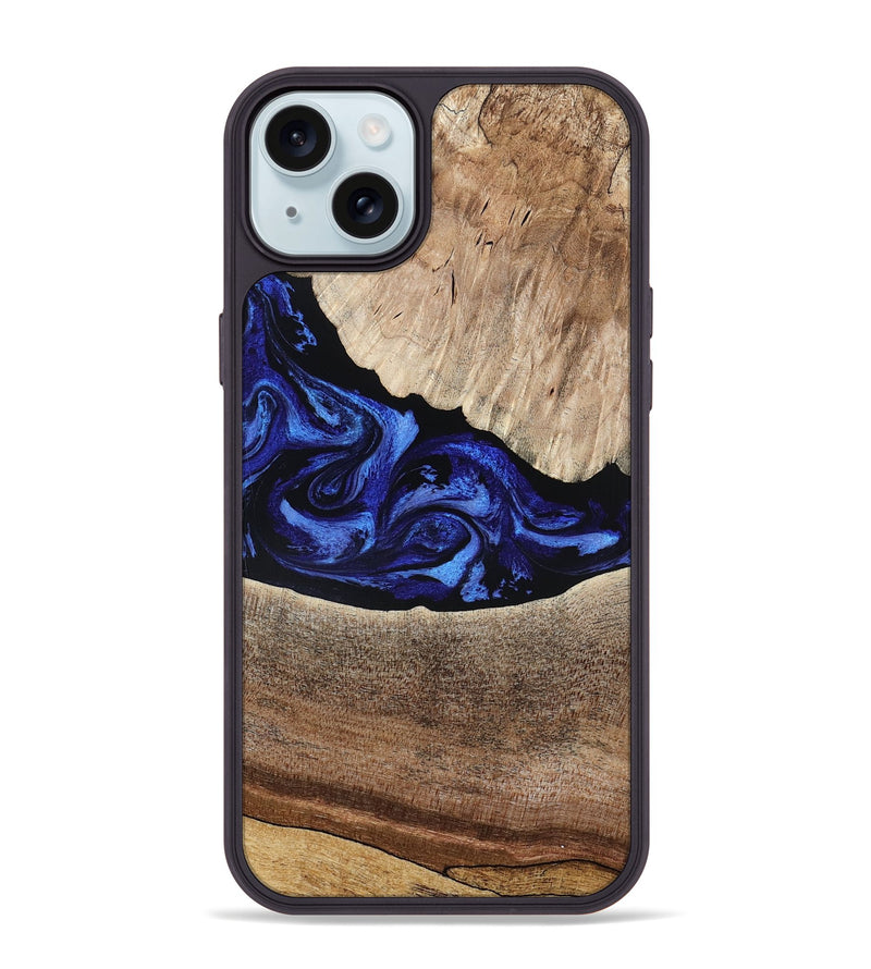 iPhone 15 Plus Wood Phone Case - Ariella (Blue, 802881)