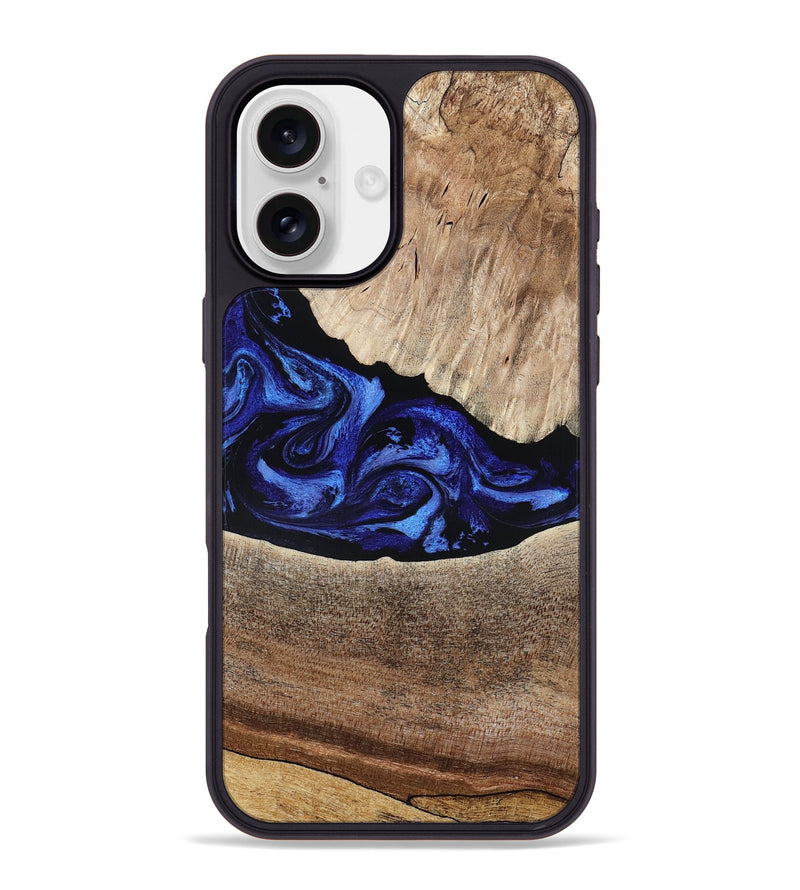 iPhone 16 Plus Wood Phone Case - Ariella (Blue, 802881)