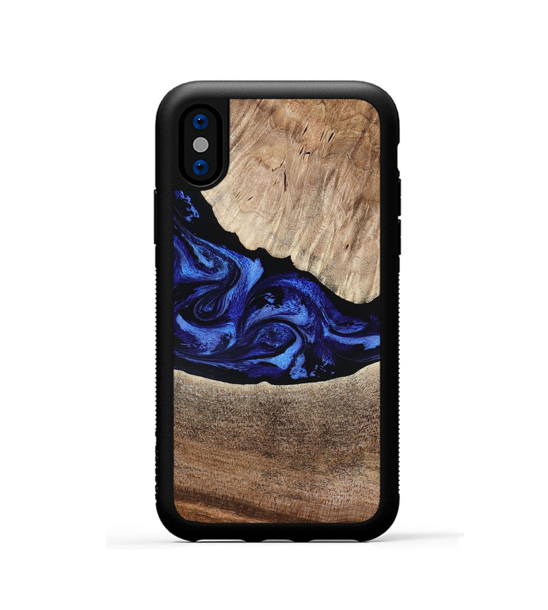 iPhone Xs Wood Phone Case - Ariella (Blue, 802881)
