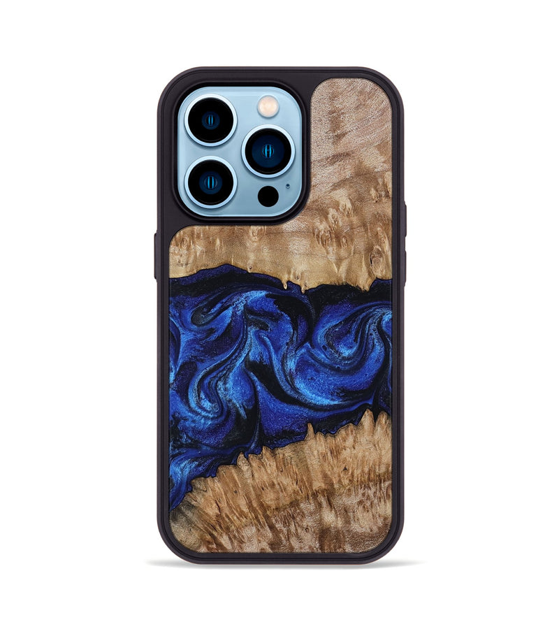 iPhone 14 Pro Wood Phone Case - Nels (Blue, 802886)