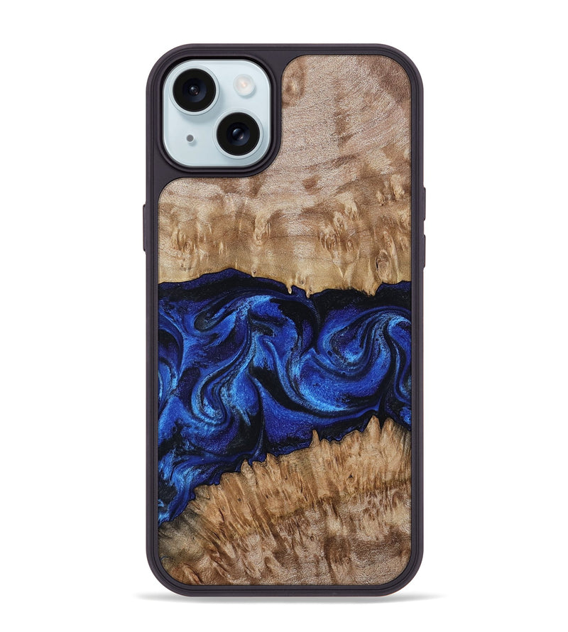 iPhone 15 Plus Wood Phone Case - Nels (Blue, 802886)