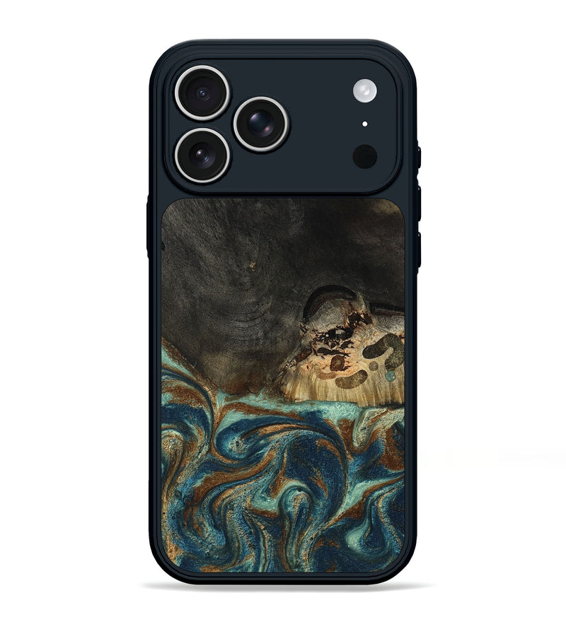 iPhone 17 Pro Max Wood Phone Case - Israel (Teal & Gold, 802965)