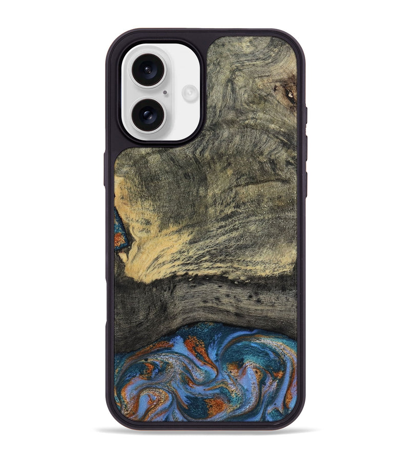 iPhone 16 Plus Wood Phone Case - Corbett (Teal & Gold, 802968)