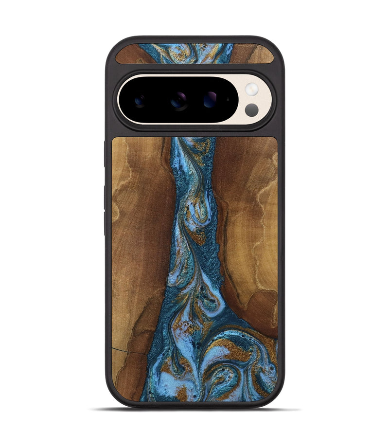Pixel 10 Wood Phone Case - Kyler (Teal & Gold, 802975)
