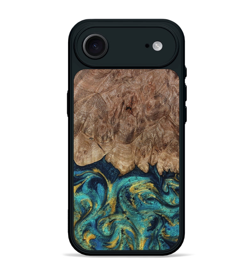 iPhone 17 Air Wood Phone Case - Valorie (Teal & Gold, 802976)