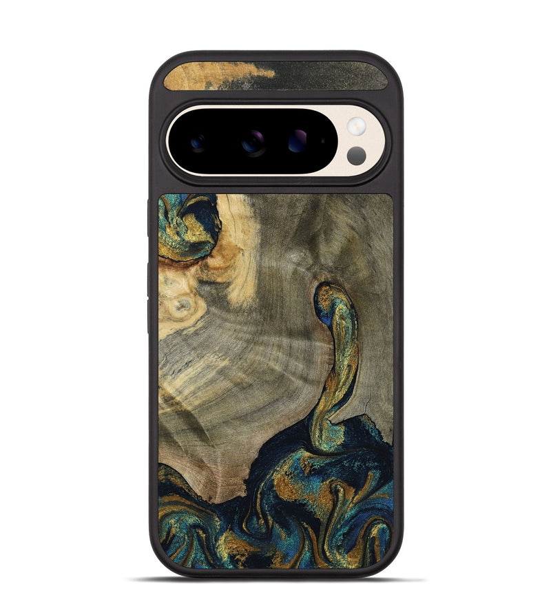 Pixel 10 Wood Phone Case - Saundra (Teal & Gold, 802986)