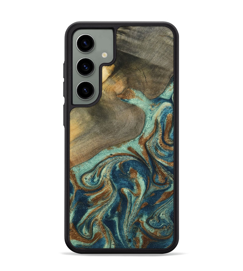 Galaxy S24 Plus Wood Phone Case - Hailey (Teal & Gold, 802990)