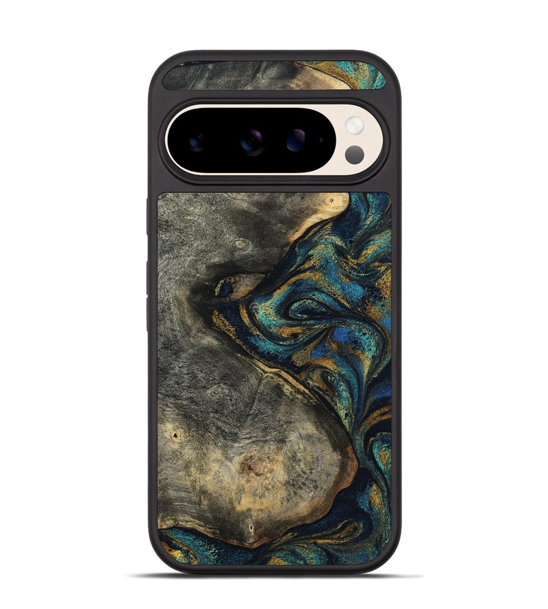 Pixel 10 Wood Phone Case - Kashton (Teal & Gold, 802993)