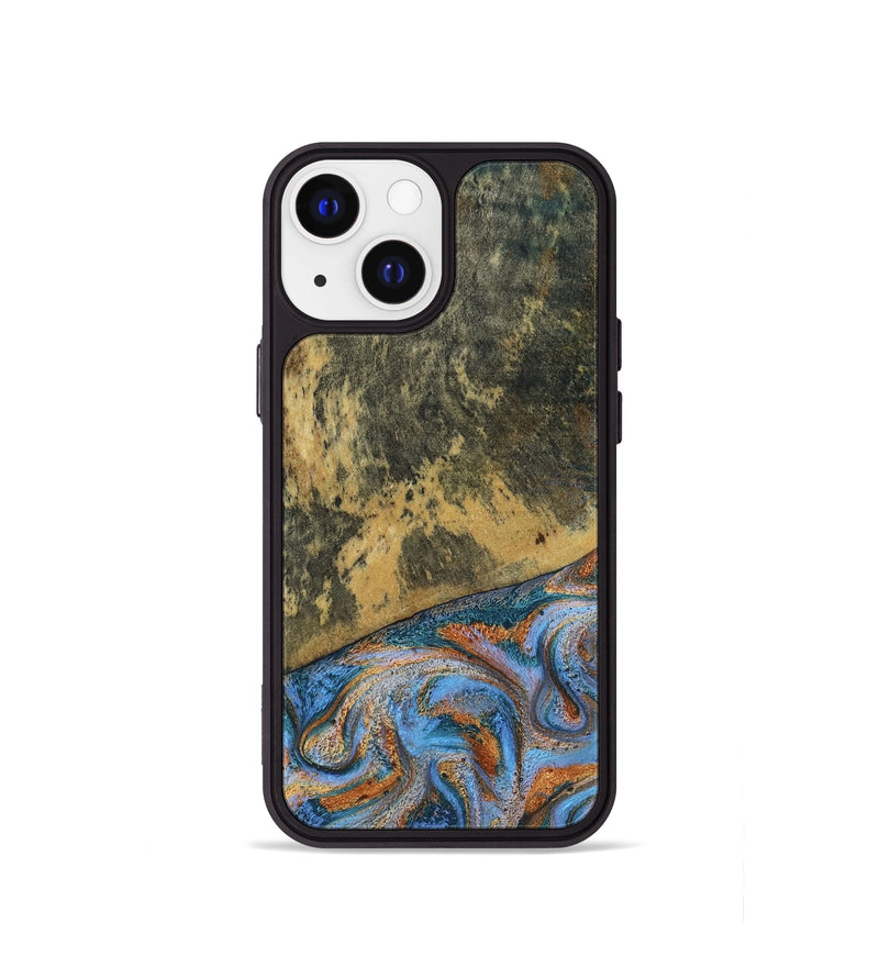 iPhone 13 mini Wood Phone Case - Rey (Teal & Gold, 802995)