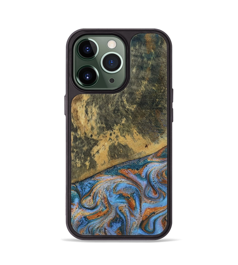 iPhone 13 Pro Wood Phone Case - Rey (Teal & Gold, 802995)