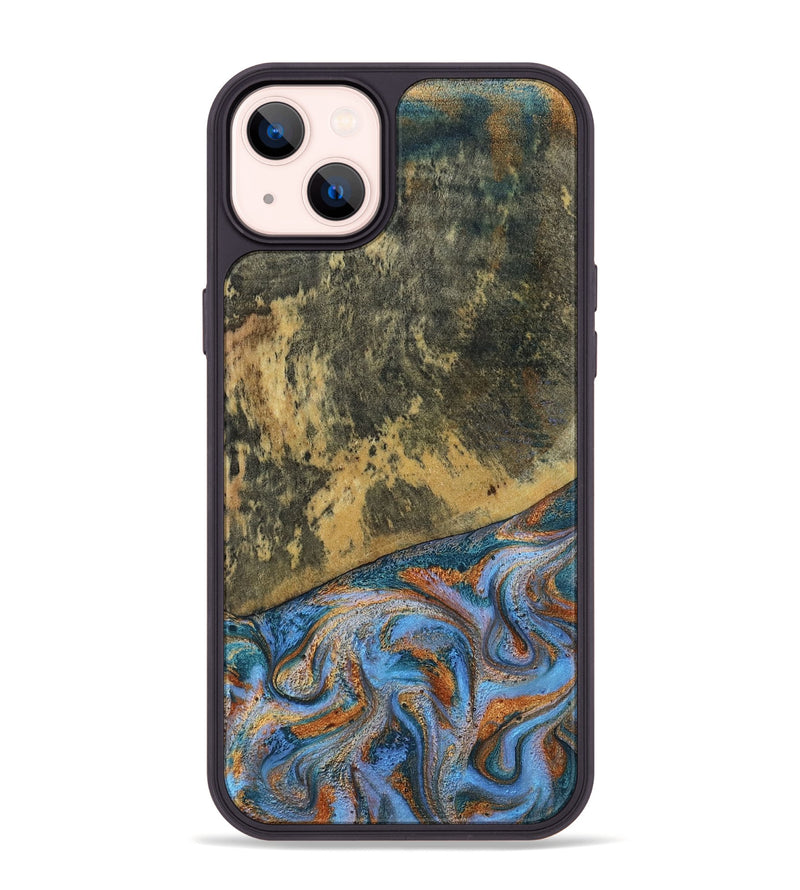 iPhone 14 Plus Wood Phone Case - Rey (Teal & Gold, 802995)