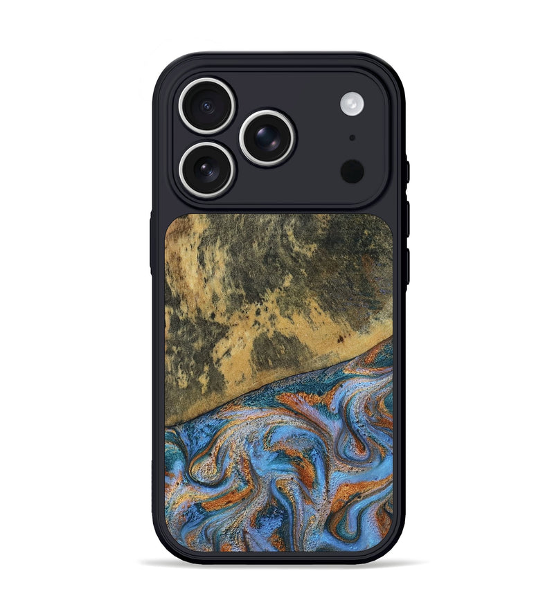 iPhone 17 Pro Wood Phone Case - Rey (Teal & Gold, 802995)