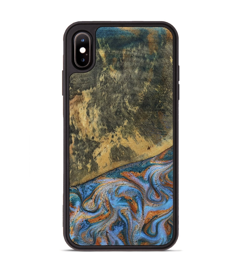 iPhone Xs Max Wood Phone Case - Rey (Teal & Gold, 802995)