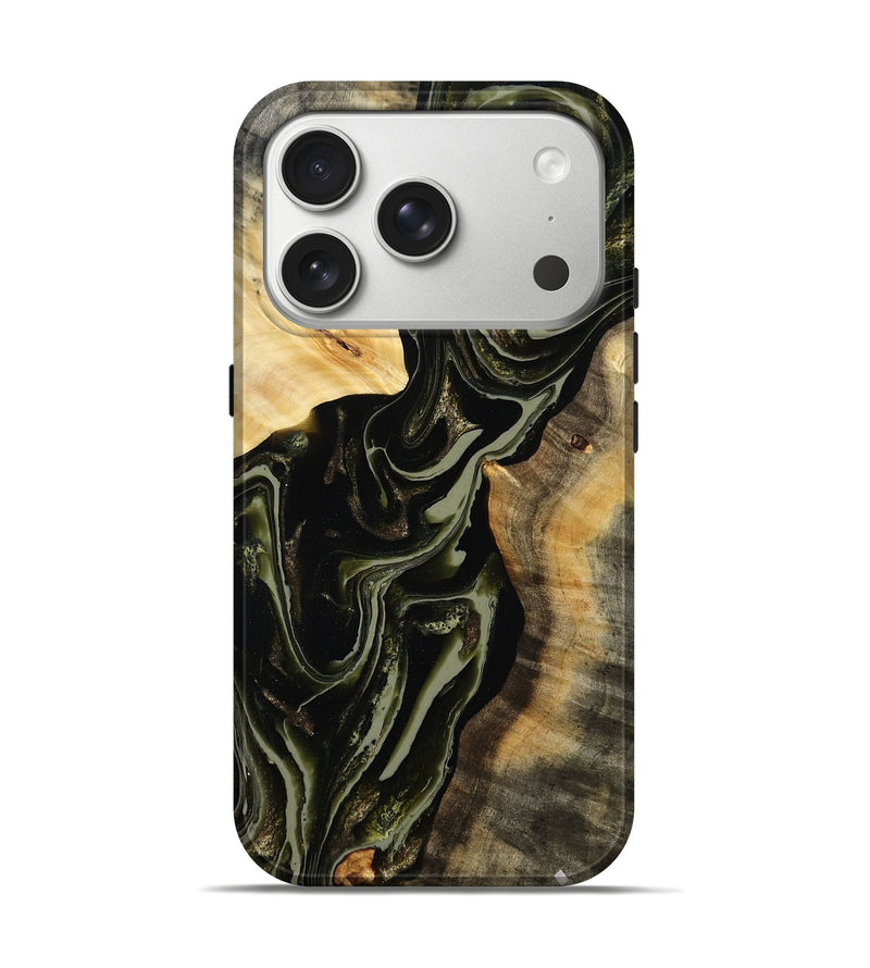 iPhone 17 Pro Wood Live Edge Phone Case - Marla (Green, 803002)