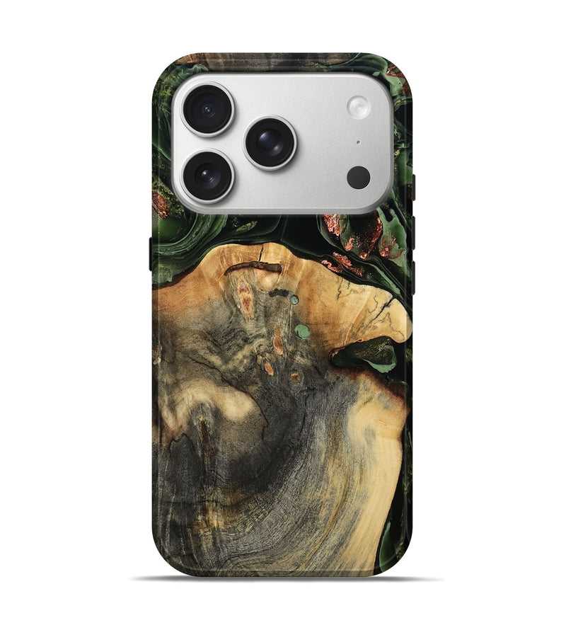 iPhone 17 Pro Wood Live Edge Phone Case - Rollin (Green, 803025)