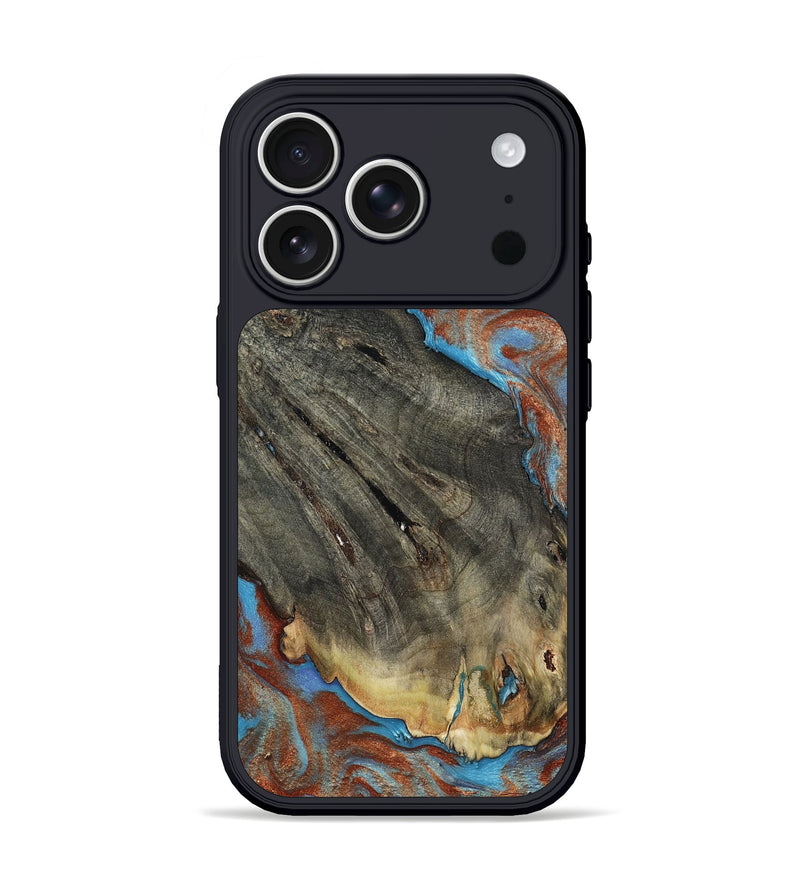 iPhone 17 Pro Wood Phone Case - Beckham (Teal & Gold, 803228)