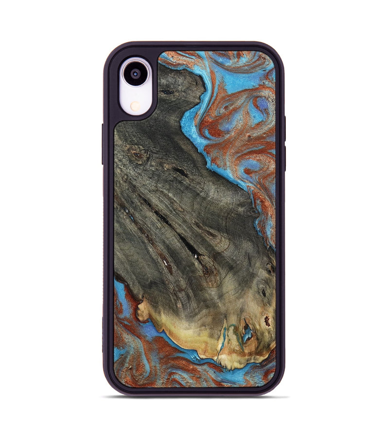 iPhone Xr Wood Phone Case - Beckham (Teal & Gold, 803228)