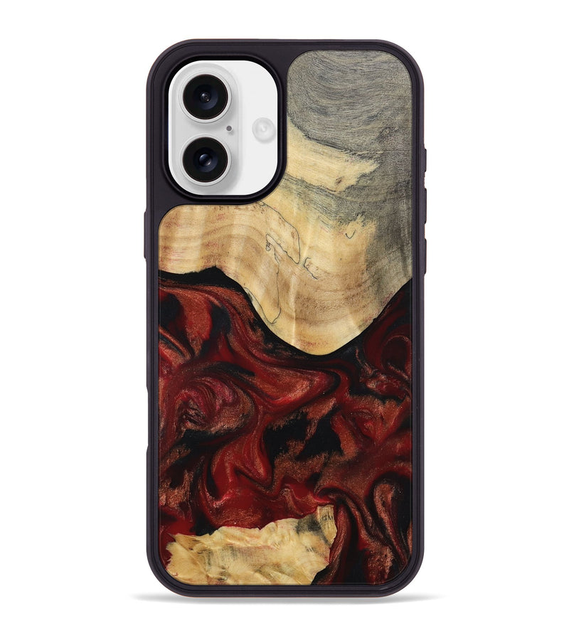 iPhone 16 Plus Wood Phone Case - Aryan (Red, 803232)