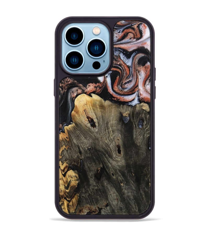 iPhone 14 Pro Max Wood Phone Case - Delaney (Black & White, 803239)