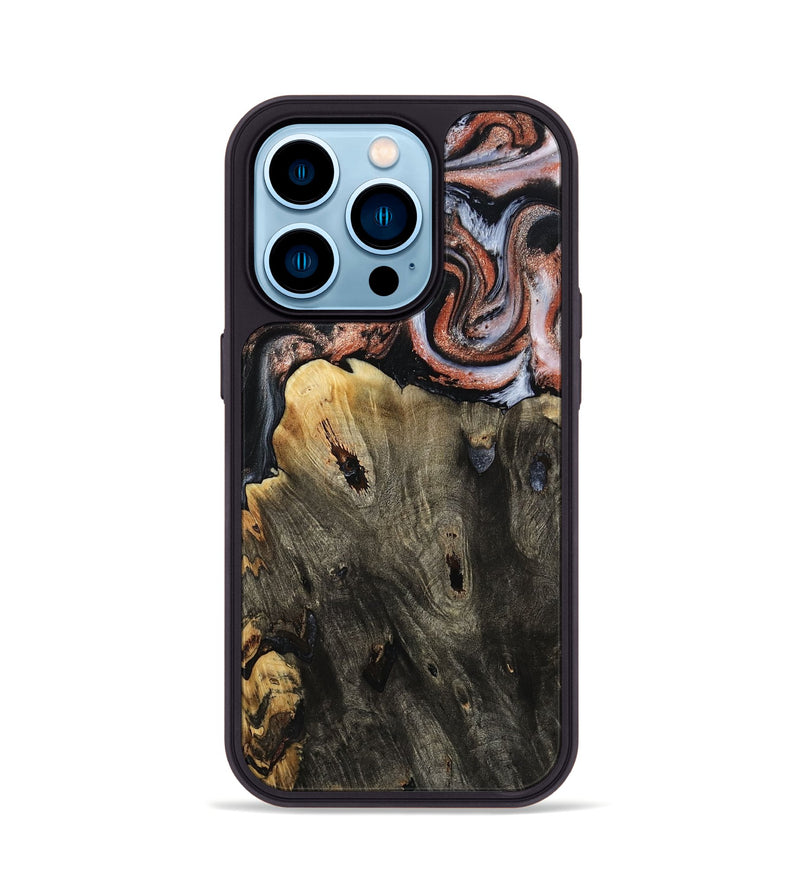 iPhone 14 Pro Wood Phone Case - Delaney (Black & White, 803239)