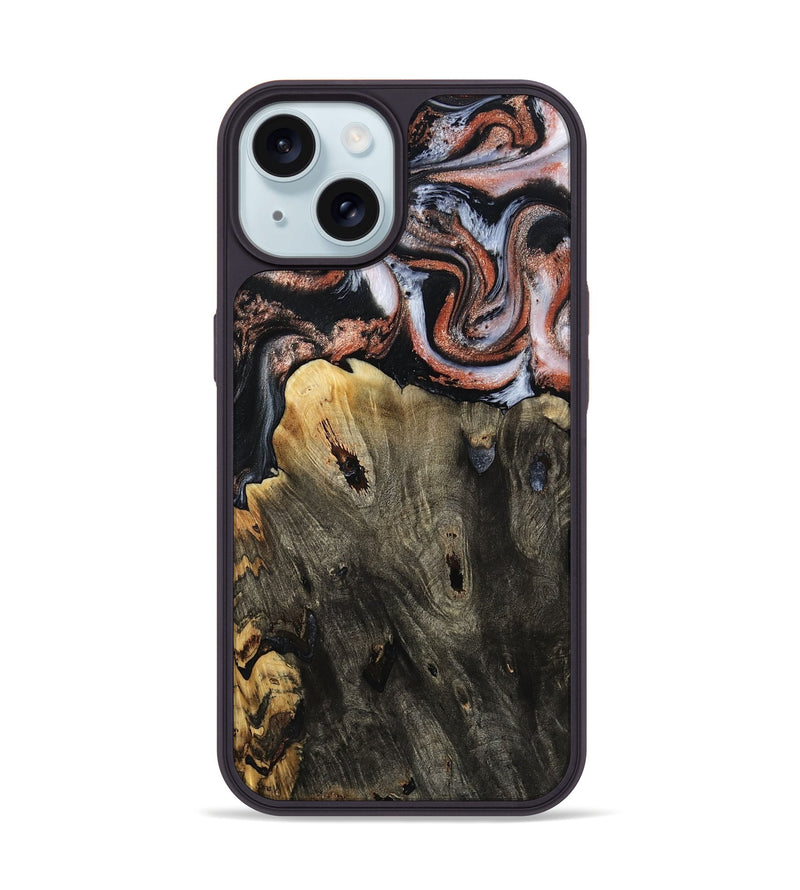 iPhone 15 Wood Phone Case - Delaney (Black & White, 803239)