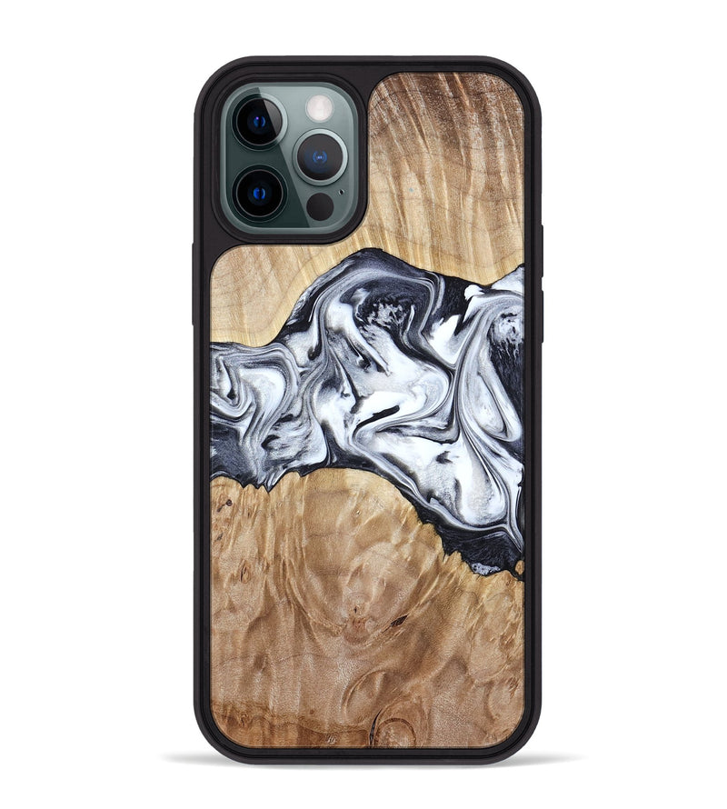 iPhone 12 Pro Max Wood Phone Case - Haiden (Black & White, 803240)