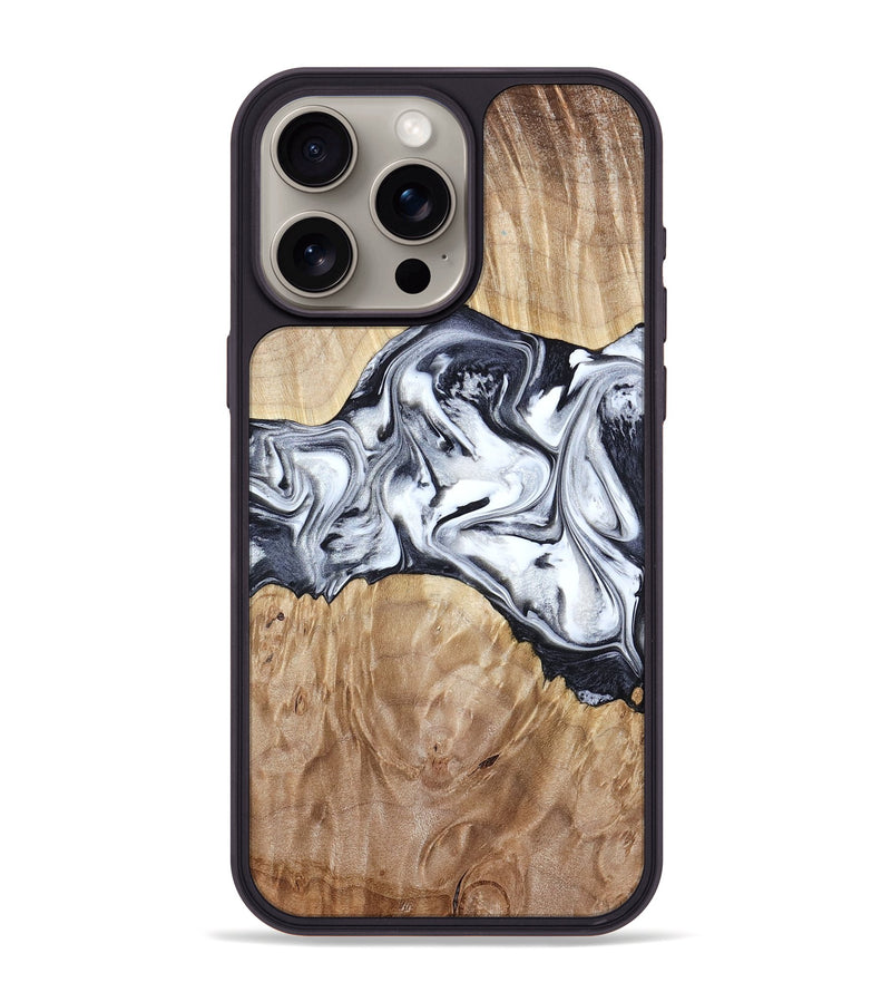 iPhone 15 Pro Max Wood Phone Case - Haiden (Black & White, 803240)