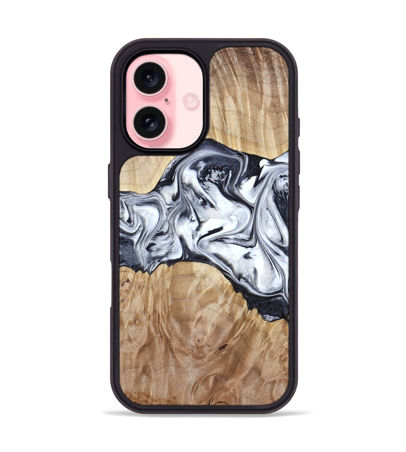iPhone 16 Wood Phone Case - Haiden (Black & White, 803240)